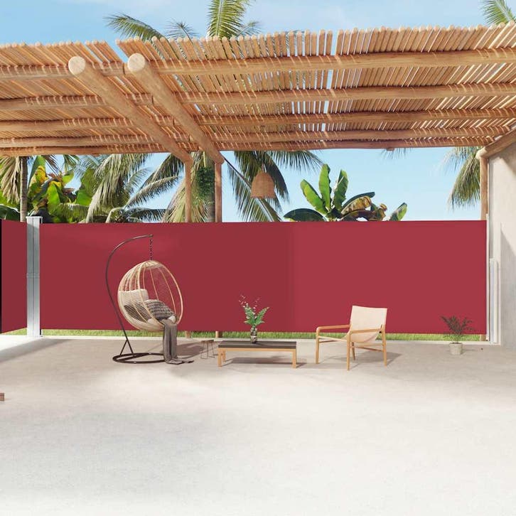 vidaXL Windscherm uittrekbaar 200x1200 cm rood, Tuin en Terras, Parasols, Nieuw, Verzenden