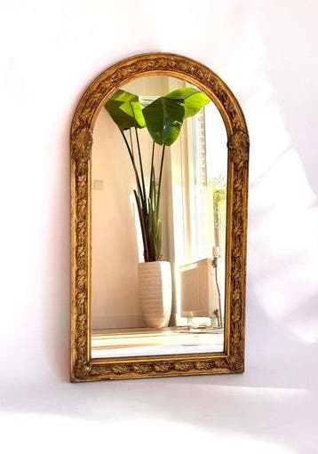 Wandspiegel - Hout - Half Moon, Antiek en Kunst