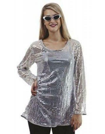 Disco hemd jurk zilver dames, Ophalen of Verzenden, Nieuw