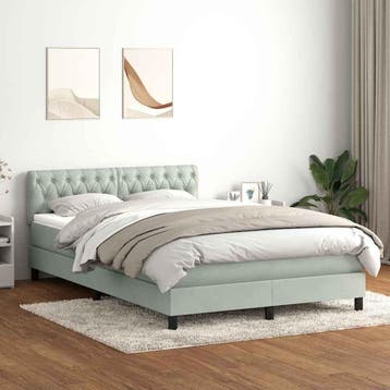 vidaXL Boxspring met matras en LED fluweel lichtgrijs, Verzenden, Nieuw