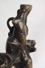 sculptuur, Koe op voorpoten. - 22.5 cm - Brons, Antiek en Kunst