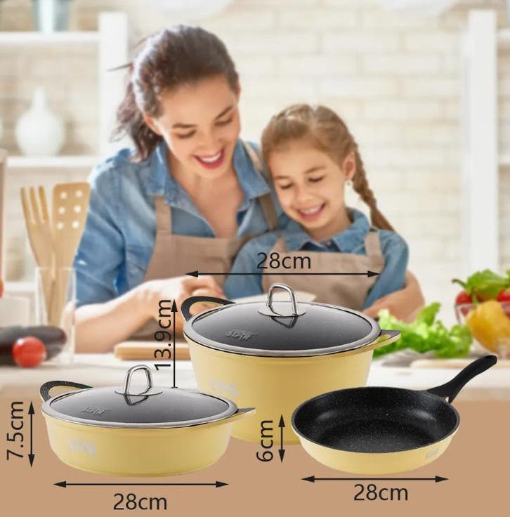 3-delige Anti-aanbak Pannenset – Gietaluminium Kookset Met, Maison & Meubles, Cuisine | Casseroles & Poêles, Enlèvement ou Envoi