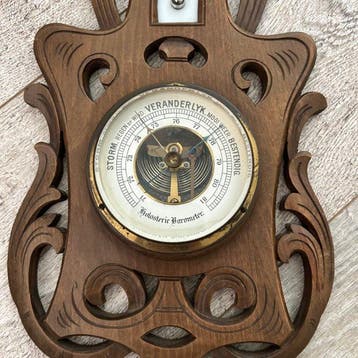 Holosteric aneroid barometer - Bois - Baromètre mural de