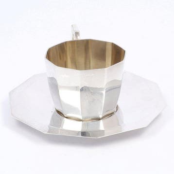Delheid Frères - Art-Deco - Tasse et soucoupe (2) - Argent, Antiek en Kunst