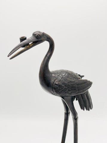 Figuur - Crane on turtle - Brons - Japan - Meiji periode