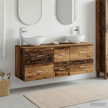 vidaXL Badkamerkast set 3 st Oud hout 129 x 35 x 80 cm, Verzenden, Nieuw