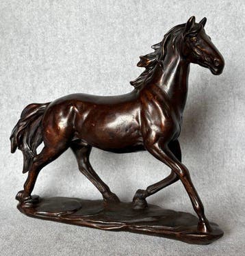 Beeld, Lopend paard 27 cm - 24 cm - Brons
