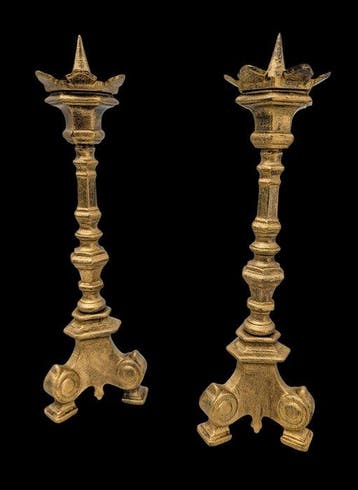 Paire de Pique-cierges - 24 cm - Kaarsenhouder (2) - Verguld
