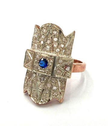 Zonder minimumprijs - Ring - 9 kt. Roségoud, Zilver Spinel -, Nieuw