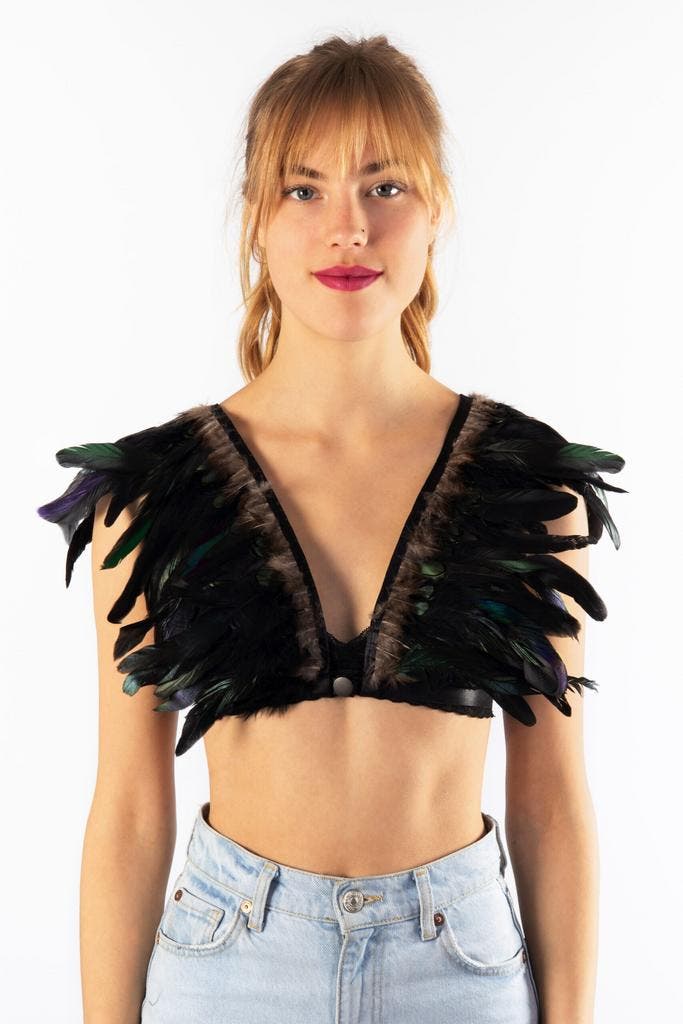 KIMU® Top met Veren Zwart XS S M Verentop Steampunk Topje Ve, Vêtements | Femmes, Costumes de carnaval & Vêtements de fête, Enlèvement ou Envoi