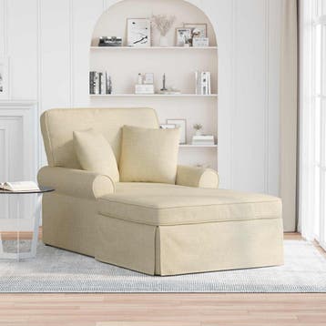 vidaXL Chaise Lounge met Rok 3 st Crème Stof 91 x 157 x 91, Verzenden, Nieuw