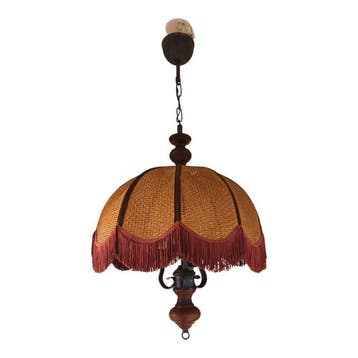 Plafondlamp met lampenkap - Staal, Rattan, Hout - Bohemien,