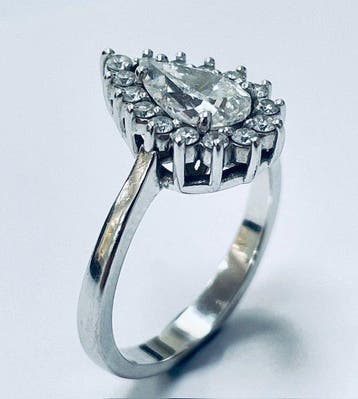 Zonder minimumprijs - Ring - 18 karaat Witgoud - 1.17ct. tw.