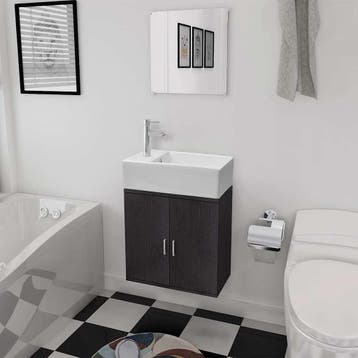 vidaXL Badkamermeubelset met wasbak zwart 3-dlg, Huis en Inrichting, Verzenden, Nieuw