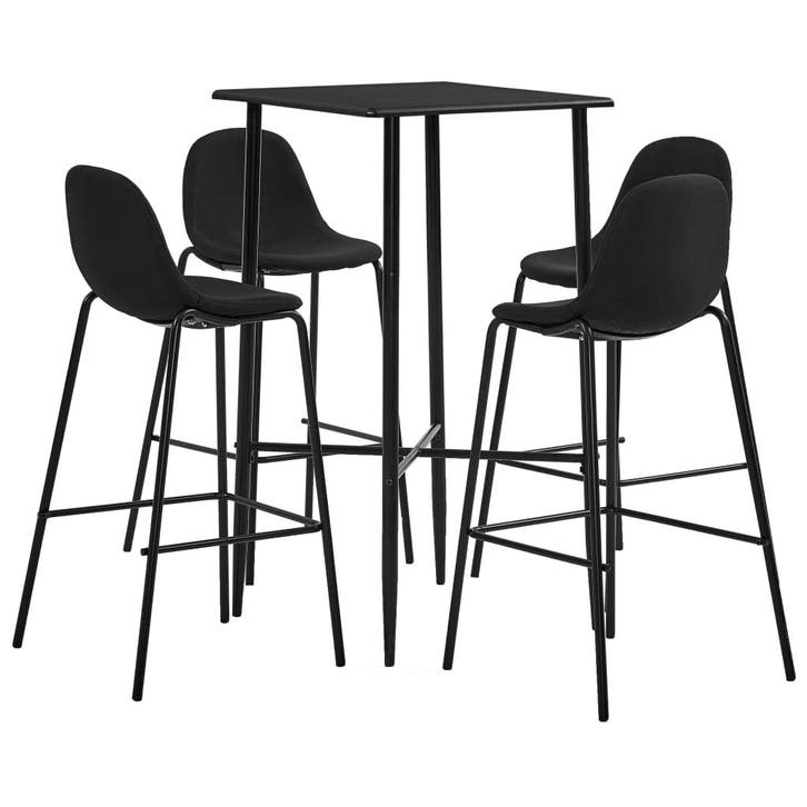 vidaXL 5-delige Barset stof zwart, Huis en Inrichting, Complete eetkamers, Nieuw, Verzenden