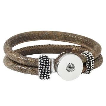 Fako Bijoux - Armband - Click Buttons - Slang - Beige/Goud, Verzenden