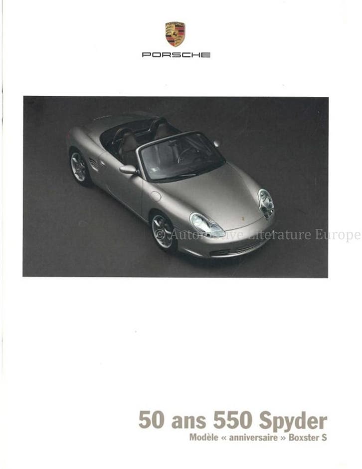 2004 PORSCHE BOXSTER S 50 JAAR 550 SPYDER BROCHURE FRANS, Boeken, Auto's | Folders en Tijdschriften, Ophalen of Verzenden
