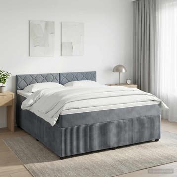 vidaXL Boxspringbed met matras Donkergrijs 140 x 200 cm, Verzenden