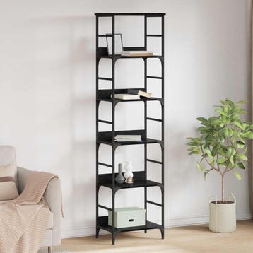 vidaXL Boekenplank 5-laags 50x33x188,5cm Bewerkt hout Zwart, Huis en Inrichting, Verzenden, Nieuw
