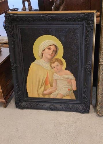 Italiaanse school (XIX-XX) - Portret schilderij Madonna met