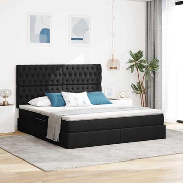 vidaXL Opslag bed met matras met hoofdeinde Zwart 160 x 200, Verzenden, Nieuw
