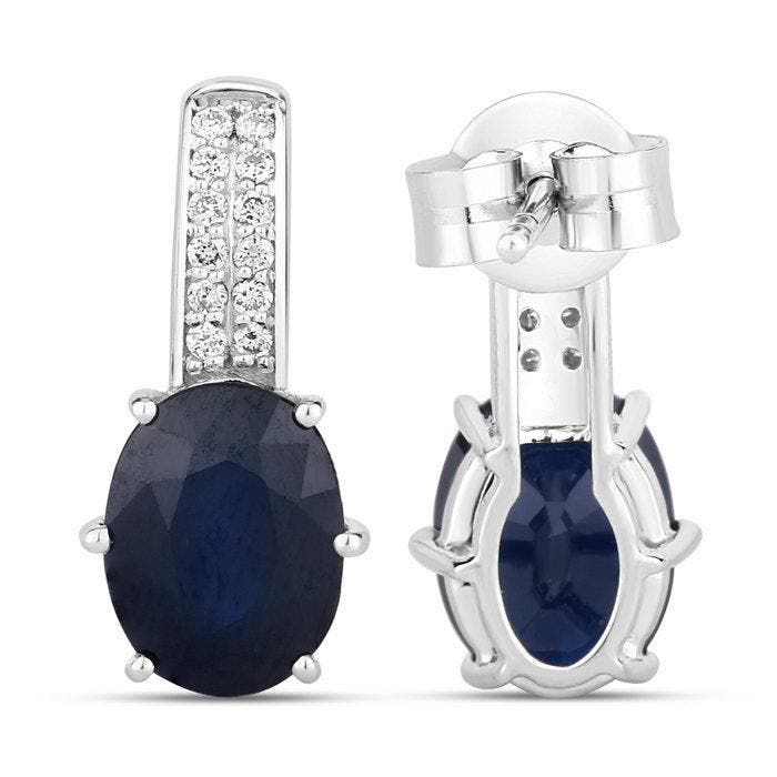 Boucles doreilles - 14 carats Or blanc - 4.33ct. tw. Saphir, Bijoux, Sacs & Beauté, Boucles d'oreilles