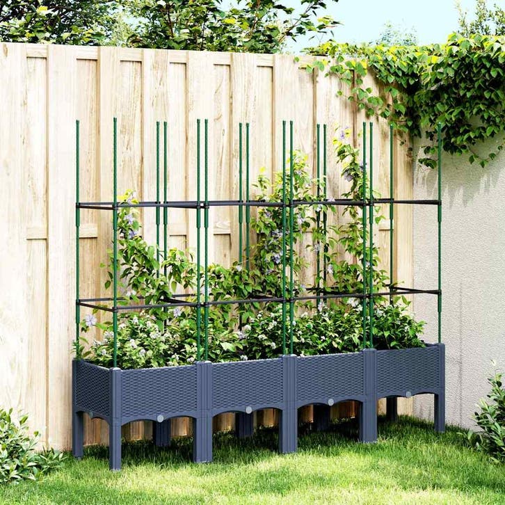 vidaXL Plantenbak met latwerk 160x40x142,5 cm polypropeen, Tuin en Terras, Bloempotten, Nieuw, Verzenden