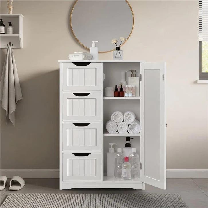 2dekans | Yaheetech Badkamerkast - 56x30x82 cm - Opberging -, Huis en Inrichting, Badkamer | Badkamermeubels, Ophalen of Verzenden