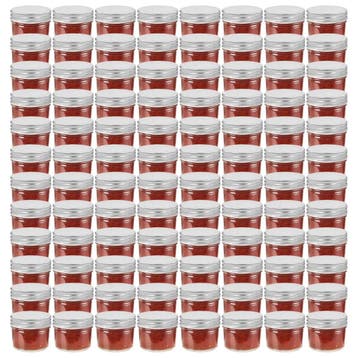 vidaXL Jampotten met zilverkleurige deksels 96 st 110 ml, Verzenden, Nieuw