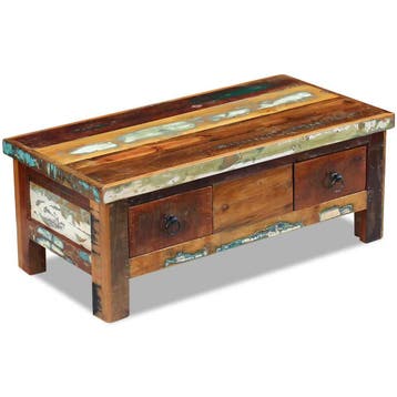 vidaXL Salontafel met lades 90x45x35 cm massief gerecycled, Verzenden, Nieuw
