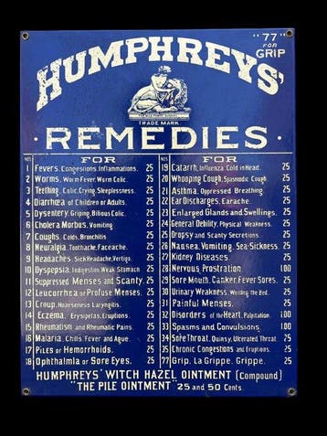 Humphreys’ Remedies - farmaceutische producten - Emaille