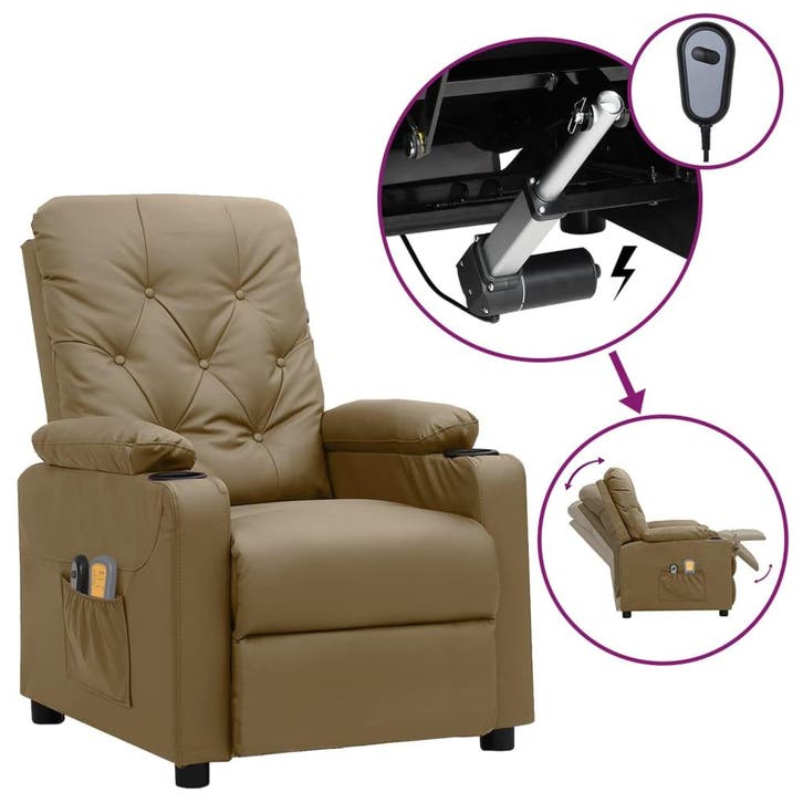 vidaXL Massagestoel elektrisch kunstleer cappuccinokleurig, Huis en Inrichting, Stoelen, Nieuw, Verzenden