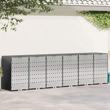 vidaXL Wheelie Bin opslag voor 3 bakken Roestvrij staal, Verzenden