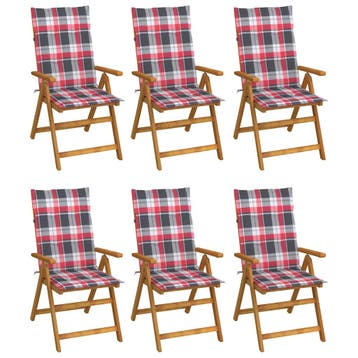 vidaXL Inklapbare stoelen 6 st met kussens massief, Verzenden, Nieuw