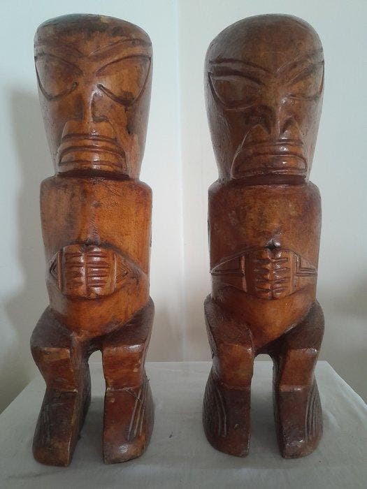 2 Grands Tiki Polynesië - Hout - Marquesas-eilanden - Tweede, Antiek en Kunst, Kunst | Niet-Westerse kunst