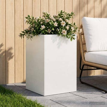 vidaXL Plantenbak Wit 50 x 50 x 75 cm Koudgewalst staal, Verzenden