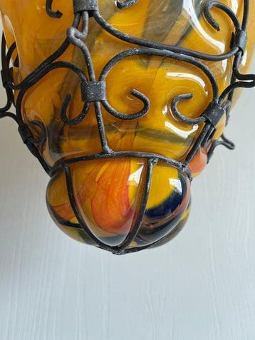 Plafondlamp - Glas - Handgeblazen glas gevangen in een