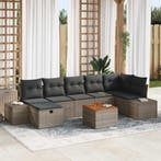 vidaXL Tuinbank Set met kussen met opslag 8 pcs Grijs Poly, Jardin & Terrasse, Verzenden