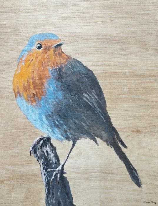 Maillet (1965) - Le rouge gorge. Oeuvre originale sur, Antiek en Kunst, Kunst | Schilderijen | Klassiek