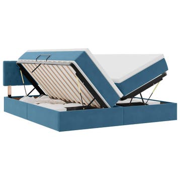 vidaXL Opbergbed 2 st Donkerblauw 200 x 200 cm Velvet, Verzenden