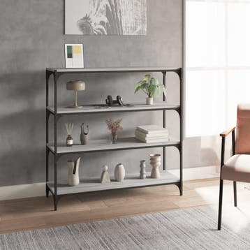 vidaXL Boekenkast 100x33x100 cm hout en staal grijs sonoma, Verzenden