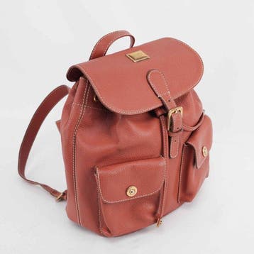 Valextra - Leather Backpack Red/Brown Grained Calfskin