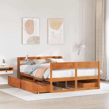 vidaXL Bedframe zonder matras massief grenenhout wasbruin, Huis en Inrichting, Verzenden, Nieuw