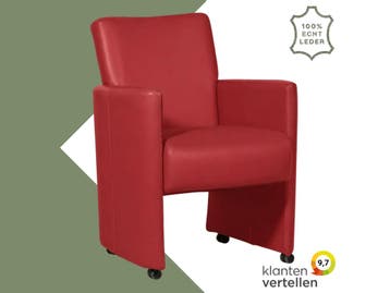 Leren eetkamerstoel Elegant - Toledo Ducati (rood) - Met, Huis en Inrichting, Stoelen, Eigentijds, Modern, Nieuw, Leer, Ophalen of Verzenden