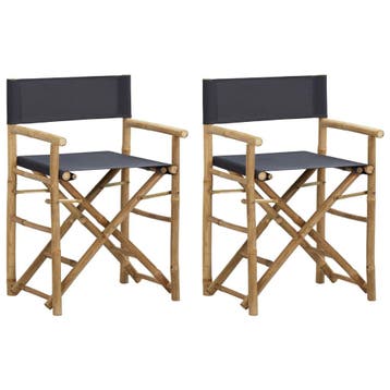vidaXL Regisseursstoelen 2 st inklapbaar donkergrijs bamboe, Verzenden, Nieuw