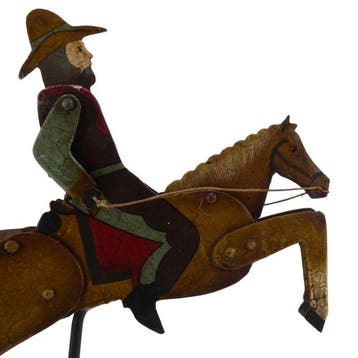 American Folk Art - Jouet en étain - Cowboy on Horseback, Antiquités & Art, Antiquités | Jouets