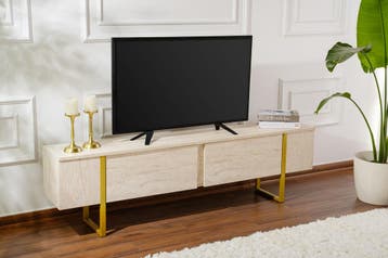 Evila TV-meubel - Goudkleurig/Beige - Nieuw/Ongebruikt -, Verzenden, 150 tot 200 cm, Nieuw, Scandinavisch