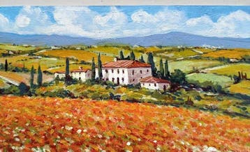 Gino Masini (1949) - A carpet of colorful flowers - Tuscany, Antiquités & Art
