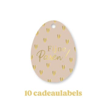 10x Cadeaulabel - VROLIJK PASEN - Beige - goudfolie - paa..., Diversen, Verzenden, Nieuw