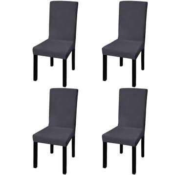 vidaXL Stoelhoezen 4 st stretch recht antracietkleurig, Verzenden, Nieuw